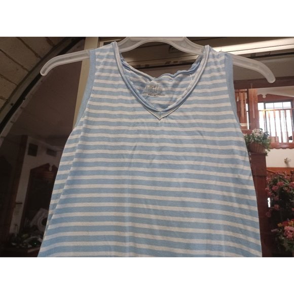 Time and Tru Women's Summer Maxi T-Shirt Dress Sm Light Blue & White Striped - Picture 4 of 4